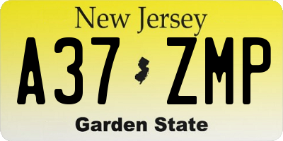 NJ license plate A37ZMP