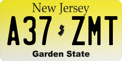 NJ license plate A37ZMT