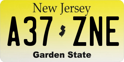 NJ license plate A37ZNE