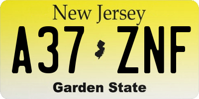 NJ license plate A37ZNF