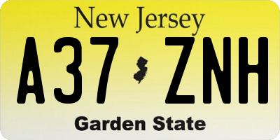 NJ license plate A37ZNH