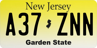 NJ license plate A37ZNN
