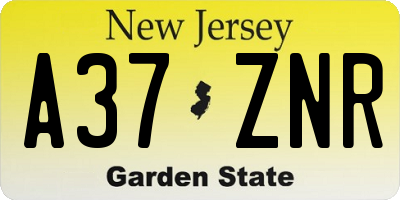 NJ license plate A37ZNR