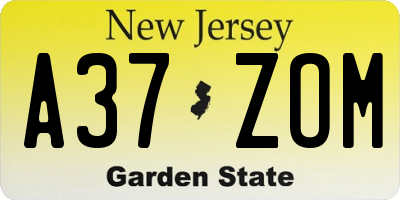 NJ license plate A37ZOM