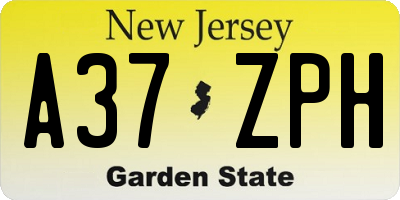 NJ license plate A37ZPH