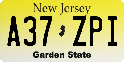 NJ license plate A37ZPI