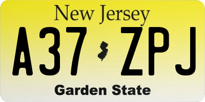 NJ license plate A37ZPJ