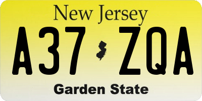 NJ license plate A37ZQA