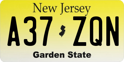 NJ license plate A37ZQN