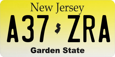 NJ license plate A37ZRA