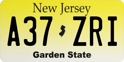 NJ license plate A37ZRI