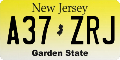 NJ license plate A37ZRJ