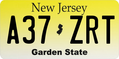 NJ license plate A37ZRT