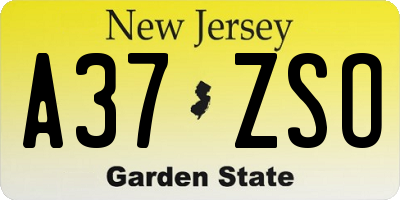 NJ license plate A37ZSO