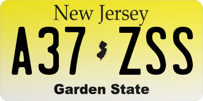 NJ license plate A37ZSS