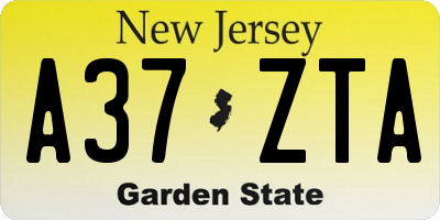 NJ license plate A37ZTA