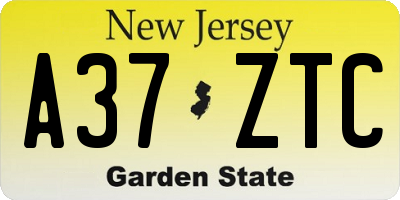 NJ license plate A37ZTC