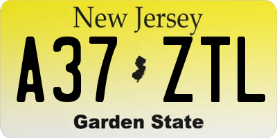 NJ license plate A37ZTL