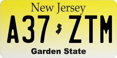 NJ license plate A37ZTM