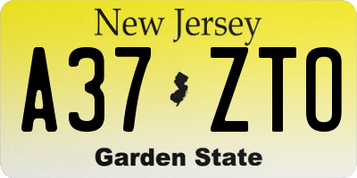 NJ license plate A37ZTO