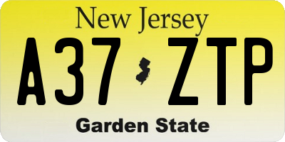 NJ license plate A37ZTP