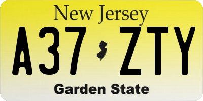 NJ license plate A37ZTY
