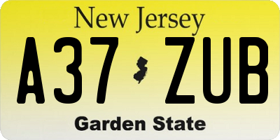 NJ license plate A37ZUB