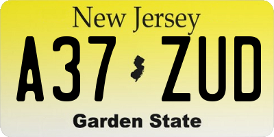 NJ license plate A37ZUD