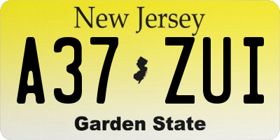 NJ license plate A37ZUI