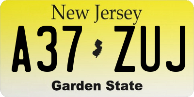 NJ license plate A37ZUJ