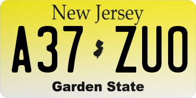 NJ license plate A37ZUO