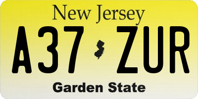 NJ license plate A37ZUR