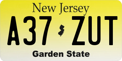 NJ license plate A37ZUT