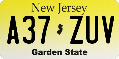 NJ license plate A37ZUV