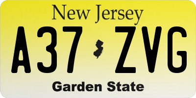 NJ license plate A37ZVG