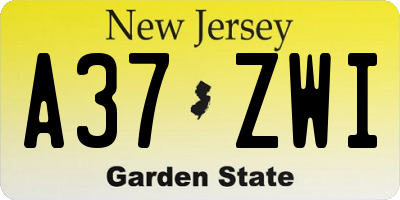 NJ license plate A37ZWI