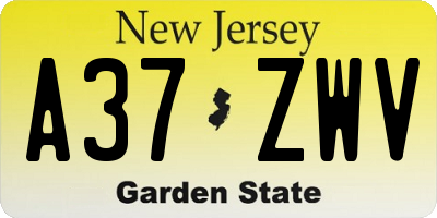 NJ license plate A37ZWV