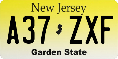 NJ license plate A37ZXF