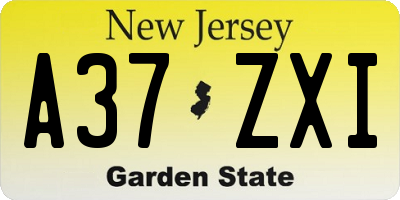 NJ license plate A37ZXI