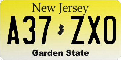 NJ license plate A37ZXO