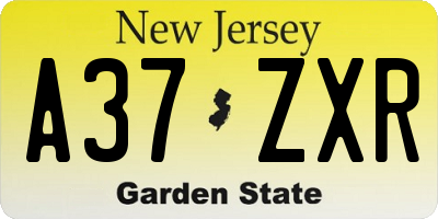 NJ license plate A37ZXR
