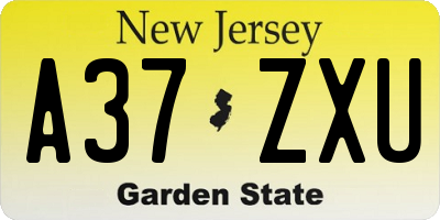 NJ license plate A37ZXU