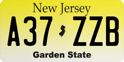 NJ license plate A37ZZB