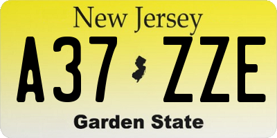 NJ license plate A37ZZE