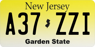 NJ license plate A37ZZI