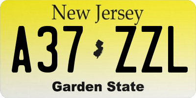 NJ license plate A37ZZL
