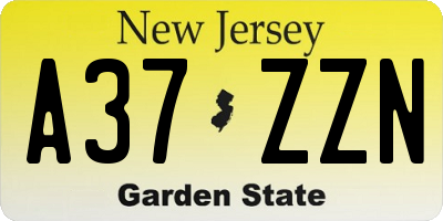 NJ license plate A37ZZN
