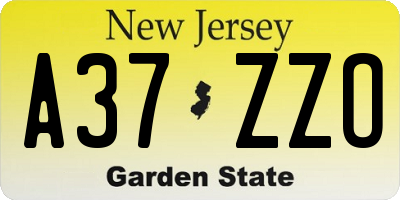 NJ license plate A37ZZO