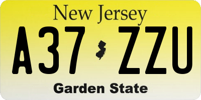 NJ license plate A37ZZU