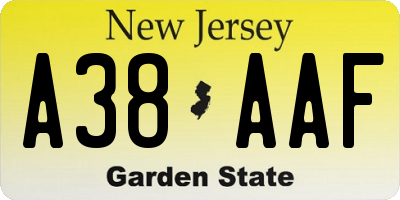 NJ license plate A38AAF